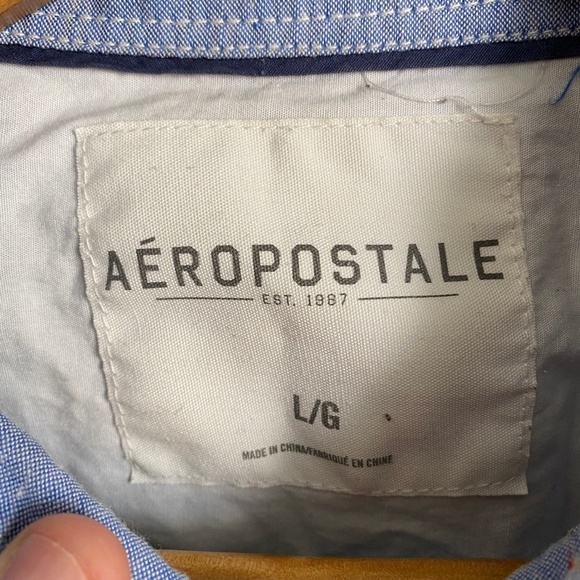 Aeropostale Men's Blue Rainbow Specked Long Sleeve Button Down Shirt Size Large‎ - Picture 2 of 13